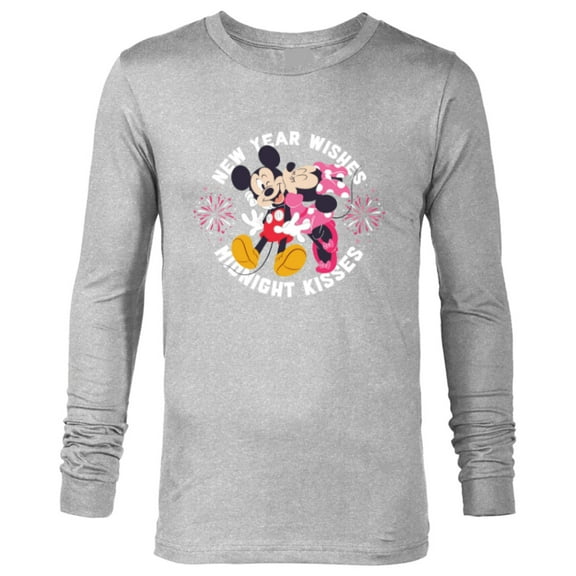 Disney Mickey & Minnie Mouse New Year Wishes Midnight Kisses - Long Sleeve T-Shirt for Men - Customized-Athletic Heather