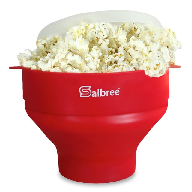 The Original Salbree - Máquina para hacer palomitas de maíz para microondas, de silicona, plegable, para microondas, con aire caliente, no requiere aceite, la mayoría de colores disponibles (rojo)