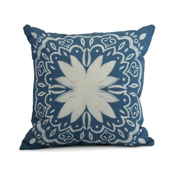 Simply Daisy, 18" x 18" Cuban Tile 1, Geometric Print Outdoor Pillow, Teal