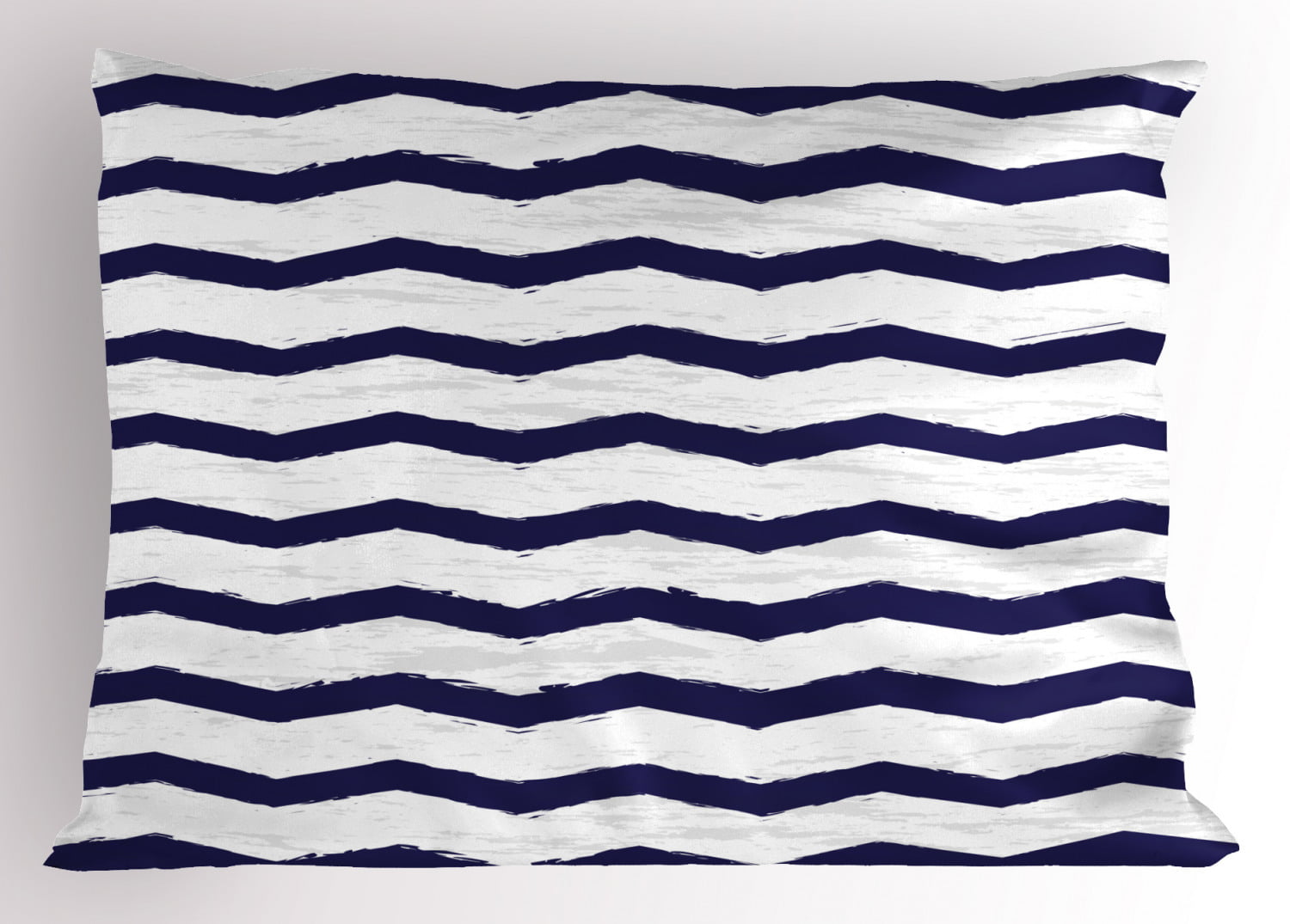 Navy Pillow Sham Chevron Twisty Pattern in Nautical Style Tones Ocean Sea Life Cottage House ...