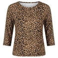 thumbnail image 4 of DHFJKG 3/4 Sleeve T Shirts For Women Leopard Crew Neck Loose Fit Spring Summer Top Going Out Clothes Soft Tops, 4 of 4