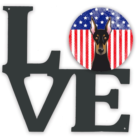 Carolines Treasures BB2175WALV American Flag and Doberman Metal Wall Artwork LOVE 12X12 multicolor