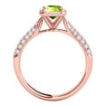thumbnail image 4 of Rings for Women 3.46 Carat Diamond and Emerald Shaped Peridot Ring pave 10K Rose Gold, 4 of 5