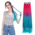 thumbnail image 2 of Benehair 12 Strands Twist Box Braids Ponytail Bright Pigtail Hair Extensions Dreadlocks Kanekalon Crochet Braids for Women 24" Red+Green, 2 of 5