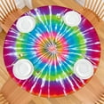 thumbnail image 2 of Rainbow Tie Dye Mandala Pattern Round Fitted Tablecloth with Elastic Edge,Dining Table Cover Waterproof,Outdoor Round Tablecloth for Camping,Dining,Indoor and Outdoor, 2 of 7