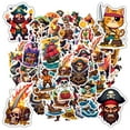 thumbnail image 3 of 35pcs-50pcs Cartoon Pirate Stickers Adventure Skeleton Stickers Nautical PVC Stickers for Laptops Suitcases Notebooks, 3 of 9