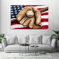 thumbnail image 3 of HFDF Baseball Sports Decor USA US American Flag Rustic Wall Art Canvas Retro Prts Home Decals Pictures for Bedroom Livg Room Modern Poster Patg Artwork Ready to Hang 14x11inch Framed, 3 of 6