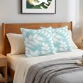 thumbnail image 6 of Pillow Covers 16x16 Set of 2, Pale Teal Leaves Throw Pillow Covers Decorative Couch Cushion Cover, Farmhouse Botanical Branch Vintage Boho Leaf Microfiber Soft Pillowcases for Bedroom Living Room, 6 of 9