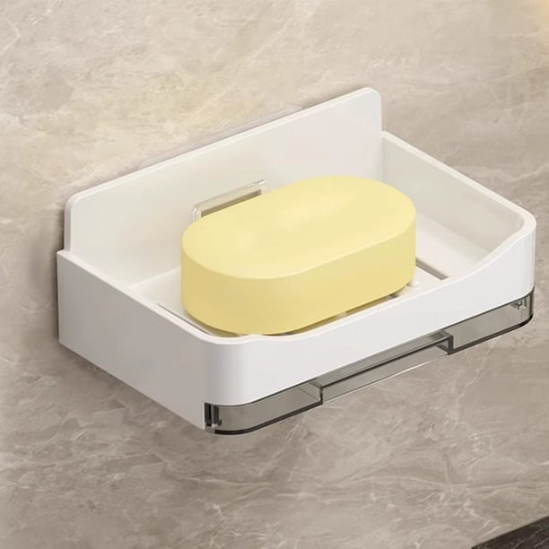 Almacenamiento y organización del baño, jabonera de pared para baño, sin orificios, escurridor de jabón doméstico, organizador de jabón resistente para pared.