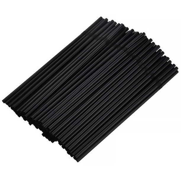 Pajitas para beber Pajitas de plástico coloridas a rayas (paquete de 100 negras)