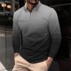 thumbnail image 1 of Blusa y camisa de manga larga con cuello vuelto para hombre, informal, con cuello vuelto, estampado, para fitness, deportiva, de manga larga, de poliéster, 1 of 5