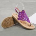 thumbnail image 3 of KBODIU Women's Hollow Sandals Summer Beach Flip-Flops Women Flat Slippers Purple 36, 3 of 5