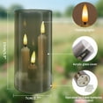 thumbnail image 6 of Debonair Flameless 3 Wicks LED Candles Set of 1 Acrylic Glass Pillars Battery Operated Flickering Candles for Home Decor Wedding Festival Cafe Restaurant Decor（5.9" x 2.7"）, 6 of 9