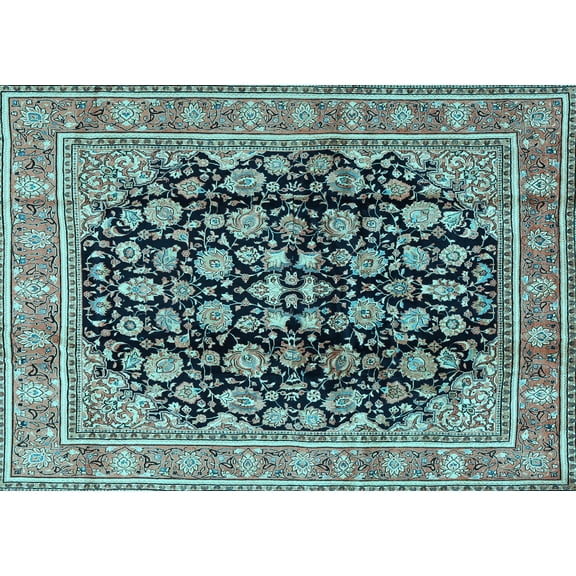 Ahgly Company Indoor Rectangle Persian Light Blue Traditional Area Rugs, 5' x 7'