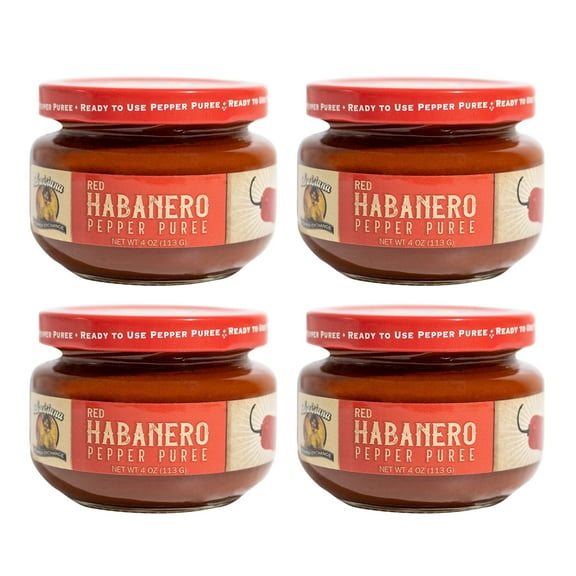 Louisiana Pepper Exchange 4oz Red Habanero Pepper Puree Sauce, 4-Pack