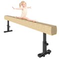 thumbnail image 1 of Adjustable Gymnastics Balance Beam - 89" Brown Training Beam w/ Wheels - Home Exercise & Practice for Ages 6+ - Steel & Velvet Construction, 1 of 7