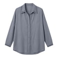 thumbnail image 4 of Edvintorg Womens Button Up Shirts Cotton Turndown Collar Long Sleeve Casual Loose Lightweight Top Plus Size Womens Fashion Gray M, 4 of 6