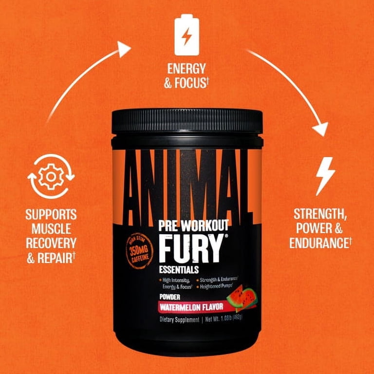 Animal Fury, Pre Workout Powder Supplement for Energy and Focus