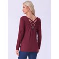 thumbnail image 4 of DARING DIVA Long Sleeves Pullover Solid Round Neck Pajama Tops L Red, 4 of 5