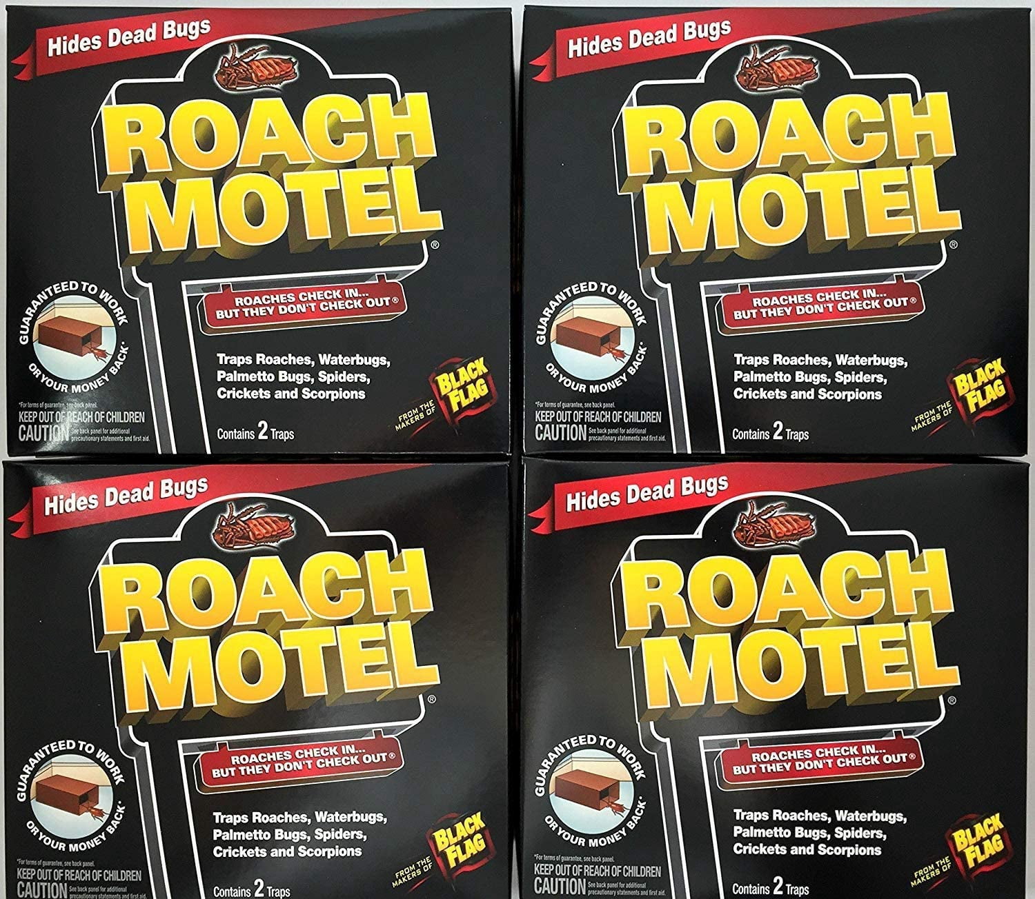 Black Flag Roach Motel Cockroach Killer bait Glue Trap 2 ct, Pack of 4