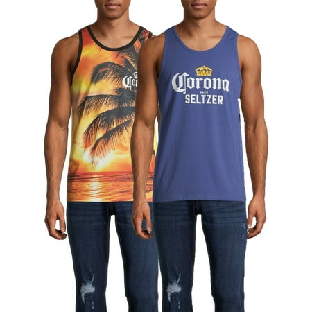 Corona Beach & Corona Seltzer Men's and Big Men's Graphic Tank, 2-Pack
