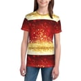 thumbnail image 3 of Wukai Red Gold Glitter Youth Unisex Short Sleeve T-Shirt for Boys, Girls, Teens, and Kids-X-Small, 3 of 7