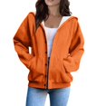 thumbnail image 5 of Lightweight Hoodies for Women, Yigetop Women's Long Sleeved Loose Casual Button Pocket Cardigan Hoodie Sweatshirt Jacket orange XS, 5 of 8