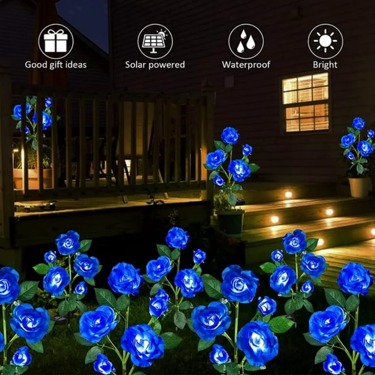 Rirool Solar Rose Flower Lights, Set of 5, LED Garden Stakes photo 8