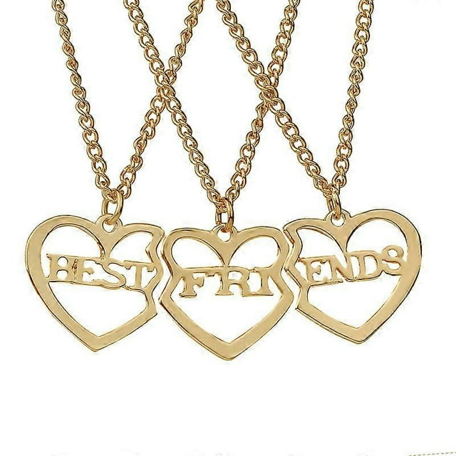 Conjunto de 3 collares con colgante de corazón y diseño creativo de buenos amigos.