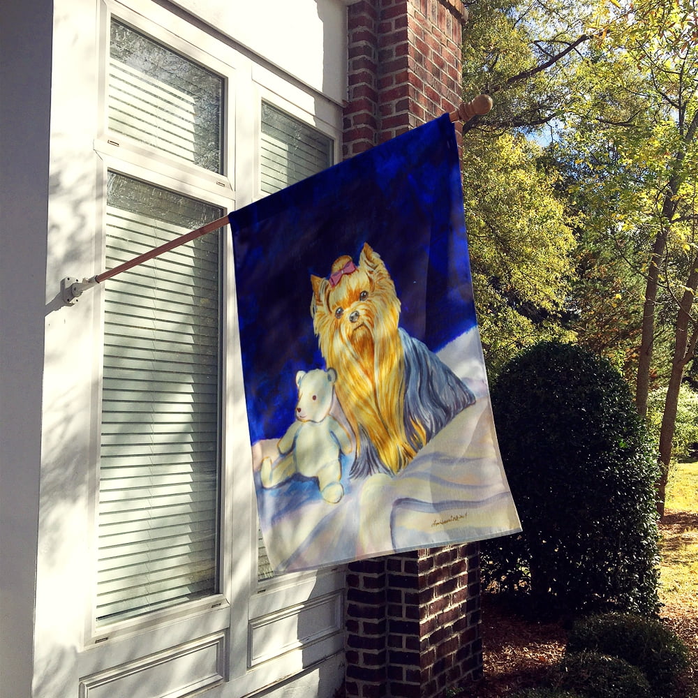 Carolines Treasures 7221-FLAG-PARENT Yorkie and Teddy Bear Flag  multicolor