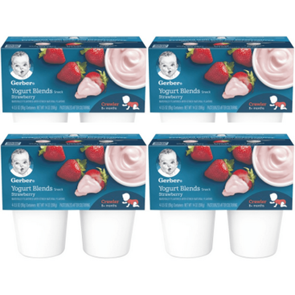 (4 Pack) Gerber Yogurt Blends Snack Strawberry Yogurt 4-3.5 oz. Cups