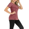 thumbnail image 4 of Innerwin Haut d'Entraînement Col Rond T-Shirt Femme Yoga Ourlet Évasé Séchage Rapide Rouge TTG, 4 of 9