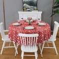 thumbnail image 2 of Red Christmas Deer and Snowflake Pattern Round Tablecloth 60"x60",Wrinkle Wipeable Table Cloth for Kitchen Dining Room Picnic Patio Party, 2 of 6
