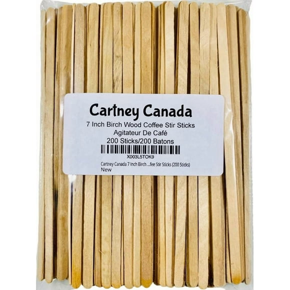 Cartney Canada 7 Inch Birch Wood Restaurant Bar Cafe Home Office Coffee Stir Sticks (200 Sticks)