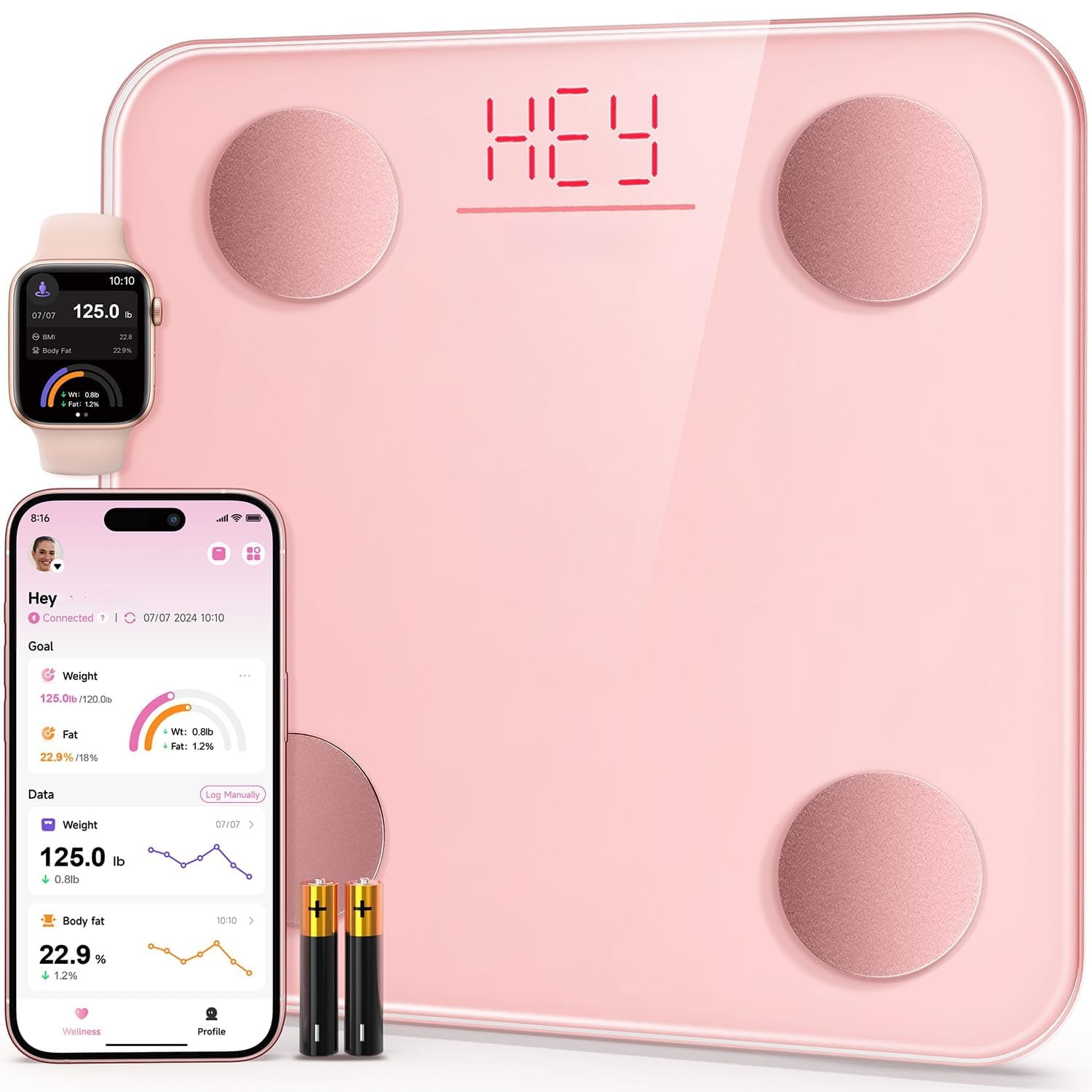 Smart Scale for Body Weight Digital Bathroom Scale with BMI Body Fat Accurate Body Composition Muscle Mass Scale for Home Families Women Weight Loss Tracking Health Compact Size 400lb