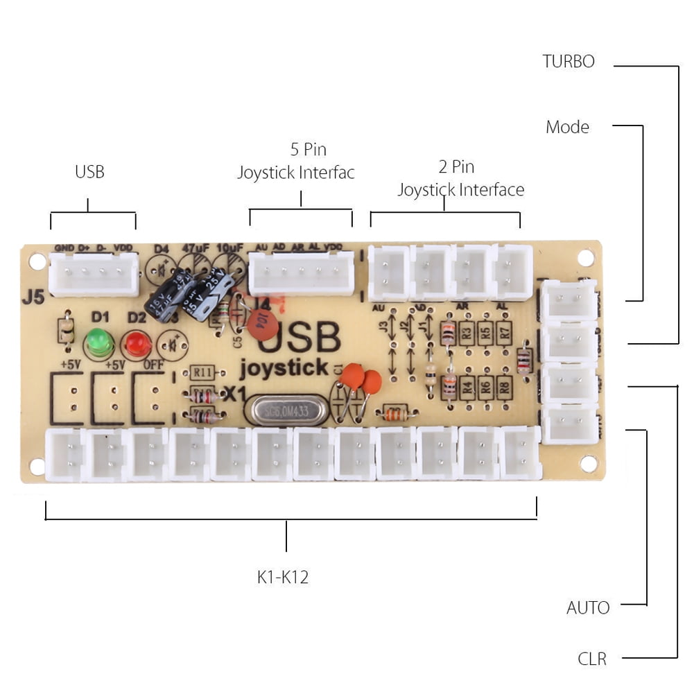 Ylshrf Diy Game Buttons Arcade Game Buttons Zero Delay Arcade Game Diy Kits Parts 10 Buttons Joystick Usb Encoder For Mame Pc Walmart Com