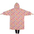 thumbnail image 2 of Oversized Wearable Blanket Hoodie,Pink Butterfly Pattern Sherpa Blanket Hoodie with Super Pockets,Super Warm Fuzzy Pullover for Women & Men, 2 of 6