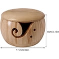 thumbnail image 4 of Wooden Yarn Bowl - Handmade Yarn Storage Bowl with Removable Lid - Wooden Weaving Thread Bowl with Carved Holes and Drills Holes - Portable Round Wool Holder for Knitting Crochet Accessories, 4 of 4