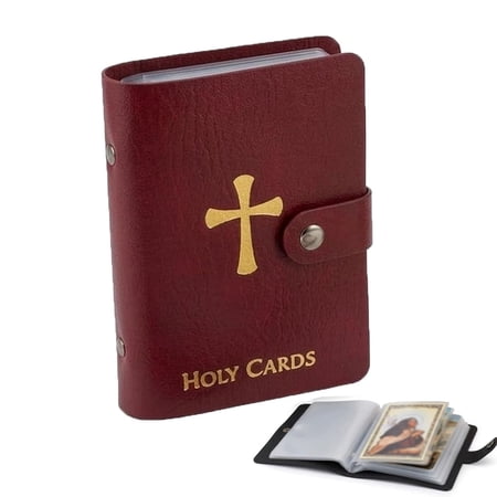 Portable Prayer Card Holder Pocket Prayer Card Organizer with Snap Closure Holds 54 Sleeves for Medals Tokens Memorial Cards Travel Devotion Wallet