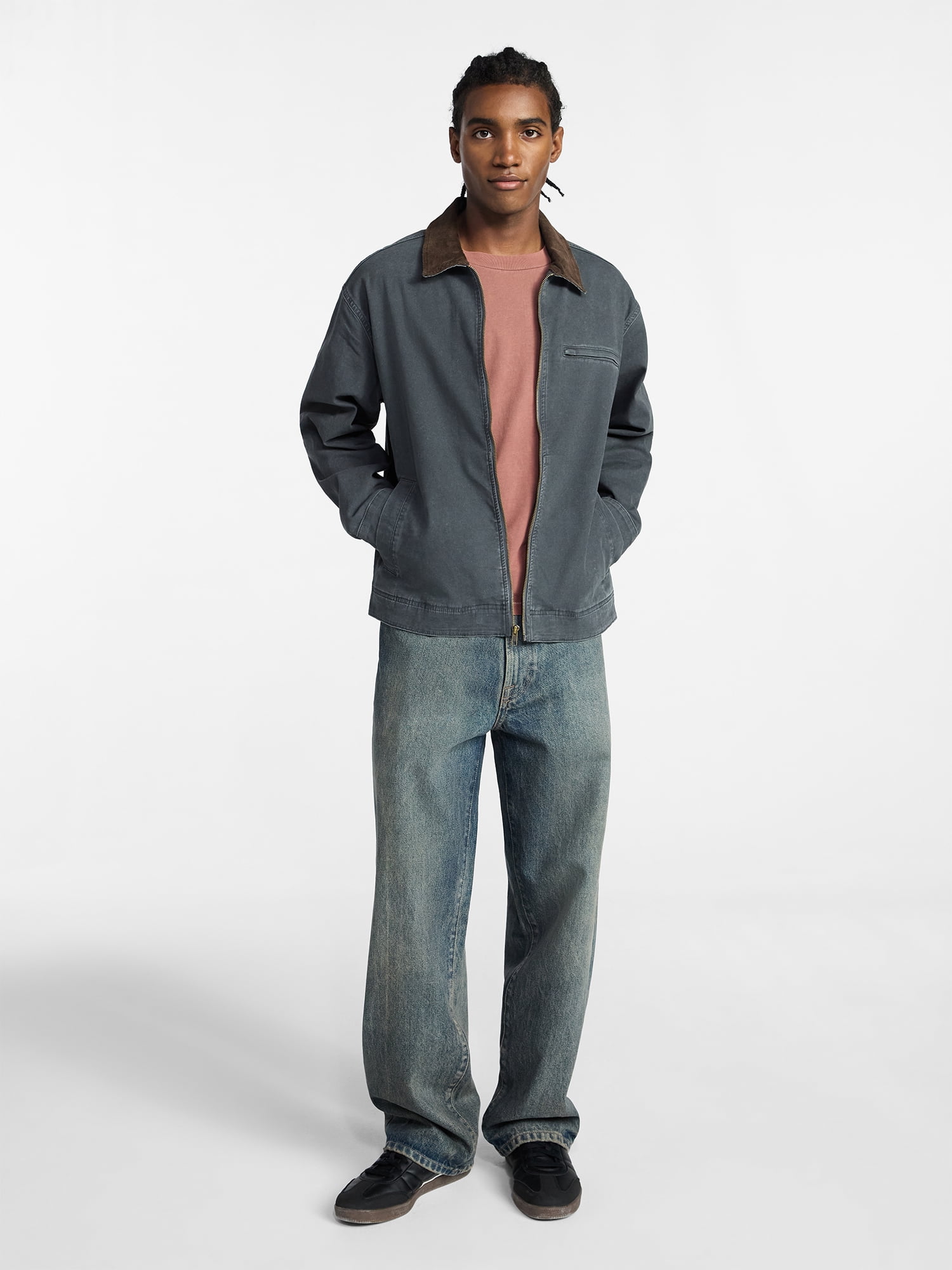 No Boundaries Full Zip Work Jacket with Long Sleeves, Men's XS-5XL