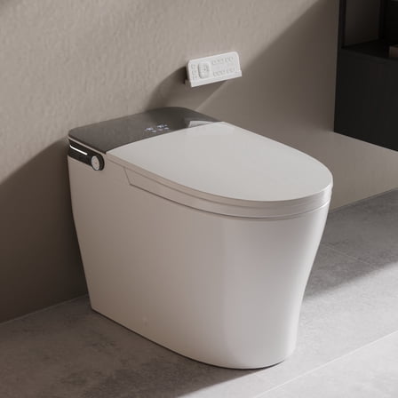 Tankless Elongated ADA Bidet Toilet 1.28 GPF in White with Auto Flush, Heated Seat, Remote, Warm Dryer, Map Flush 1000G