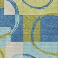 thumbnail image 3 of HomeRoots 675073 3 x 5 ft. Denim Blue, Green & Ivory Geometric Washable Machine Made Rectangle Area Rug with UV Protection, 3 of 9