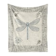 thumbnail image 1 of Dragonfly Soft Flannel Fleece Throw Blanket, Hand Drawn Royal Style Rose Petals Leaves and Ornate Design, Cozy Plush for Indoor and Outdoor Use, 50" x 70", Black Pale Blue, by Ambesonne, 1 of 6