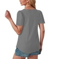 thumbnail image 4 of BangWanChi Tops for Women Trendy Short Sleeve Women's New Solid Color Round Neck Sleeve Short Sleeved T-shirt, 4 of 4