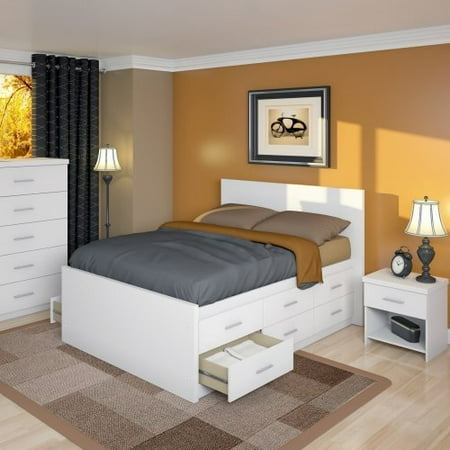 Corliving Willow Full Double Captains Storage Bed With 12 Drawers Corliving Willow Full Double Captains Storage Bed With 12 Drawers Frost White