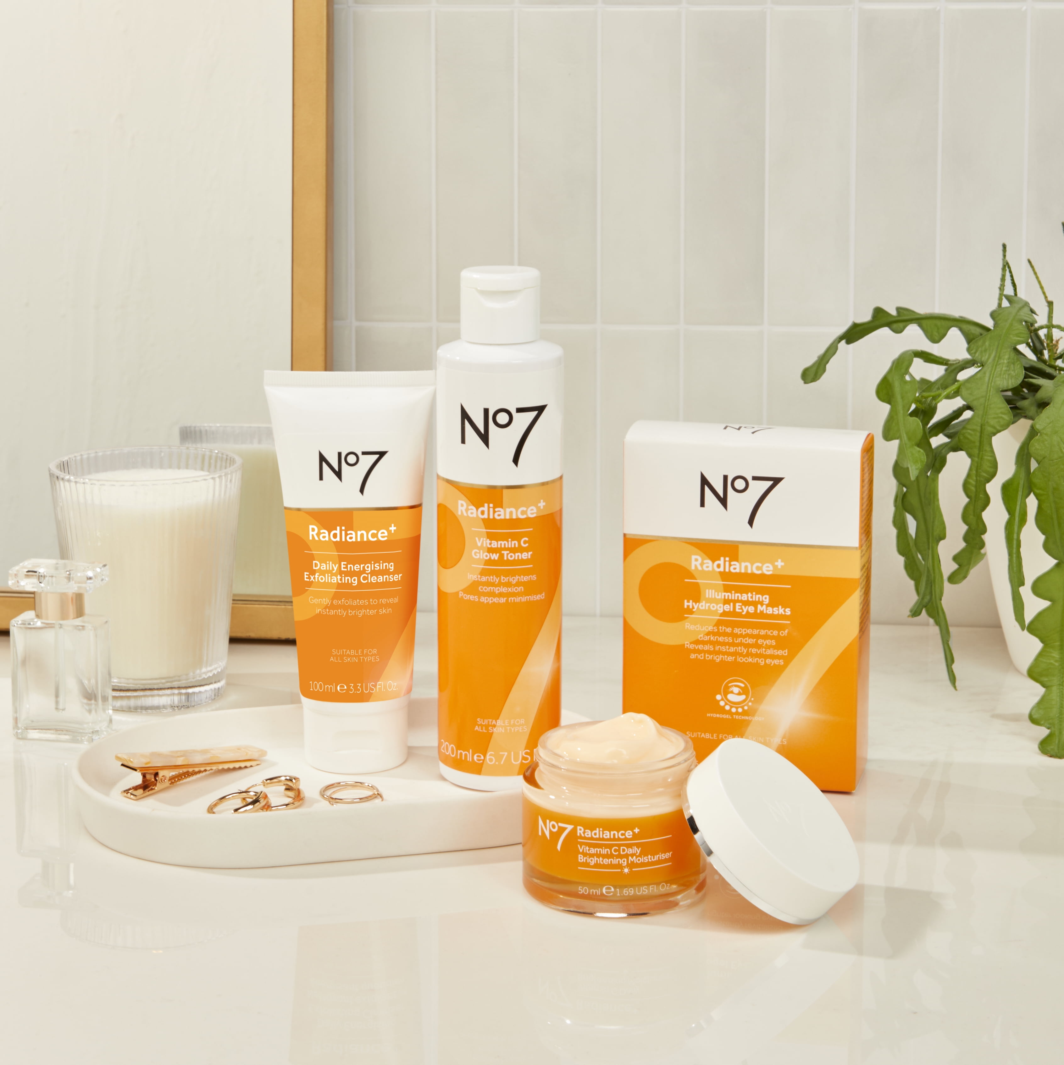 No7 Radiance+ Vitamin C Daily Brightening Face Moisturizer for Dull Skin, All Skin Types, 1.69 oz