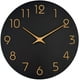 thumbnail image 3 of Reloj de pared decorativo, movimiento de cuarzo con marco dorado, silencioso, sin tictac, para cocina, dormitorio, oficina (10 pulgadas, negro), 3 of 5