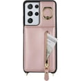 thumbnail image 4 of Samsung Galaxy S21 Ultra Case with Card Holder for Women, Galaxy S21 Ultra Phone Case Wallet with Strap Credit Card Slots Crossbody with Zipper Shockproof Case for S21Ultra - Rose Gold, 4 of 12