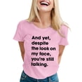 thumbnail image 2 of Women T Shirt Sarcastic Funny Sayings Novelty Graphic Tees Summer Tops for Women Pink S, 2 of 5