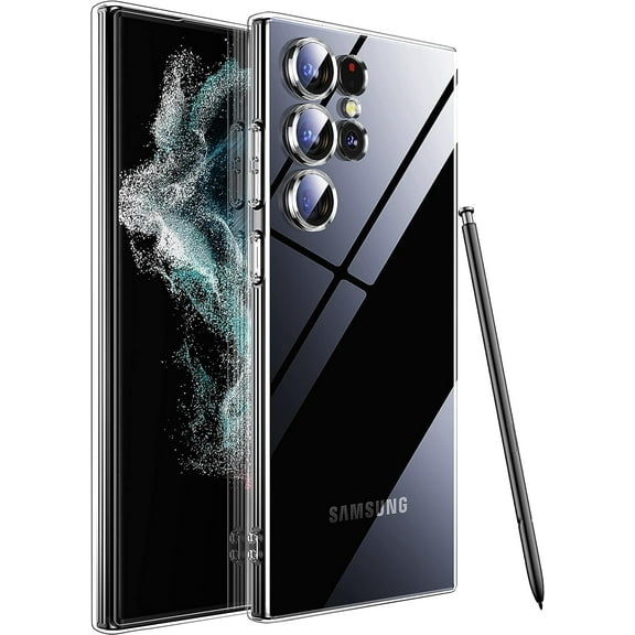Designed for Samsung Galaxy S23 Ultra Case with Full Camera Protection, [15X Anti-Yellowing] [Imitation Car Air Cushion Protection] Diamond Clear Soft Shockproof Case for Galaxy S23 Ultra